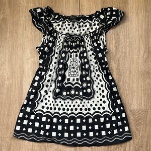 Sam & Max Women’s Short Sleeve Blouse in Black & White Size Medium